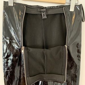 Vinyl, lined, high waisted double zippered pants
